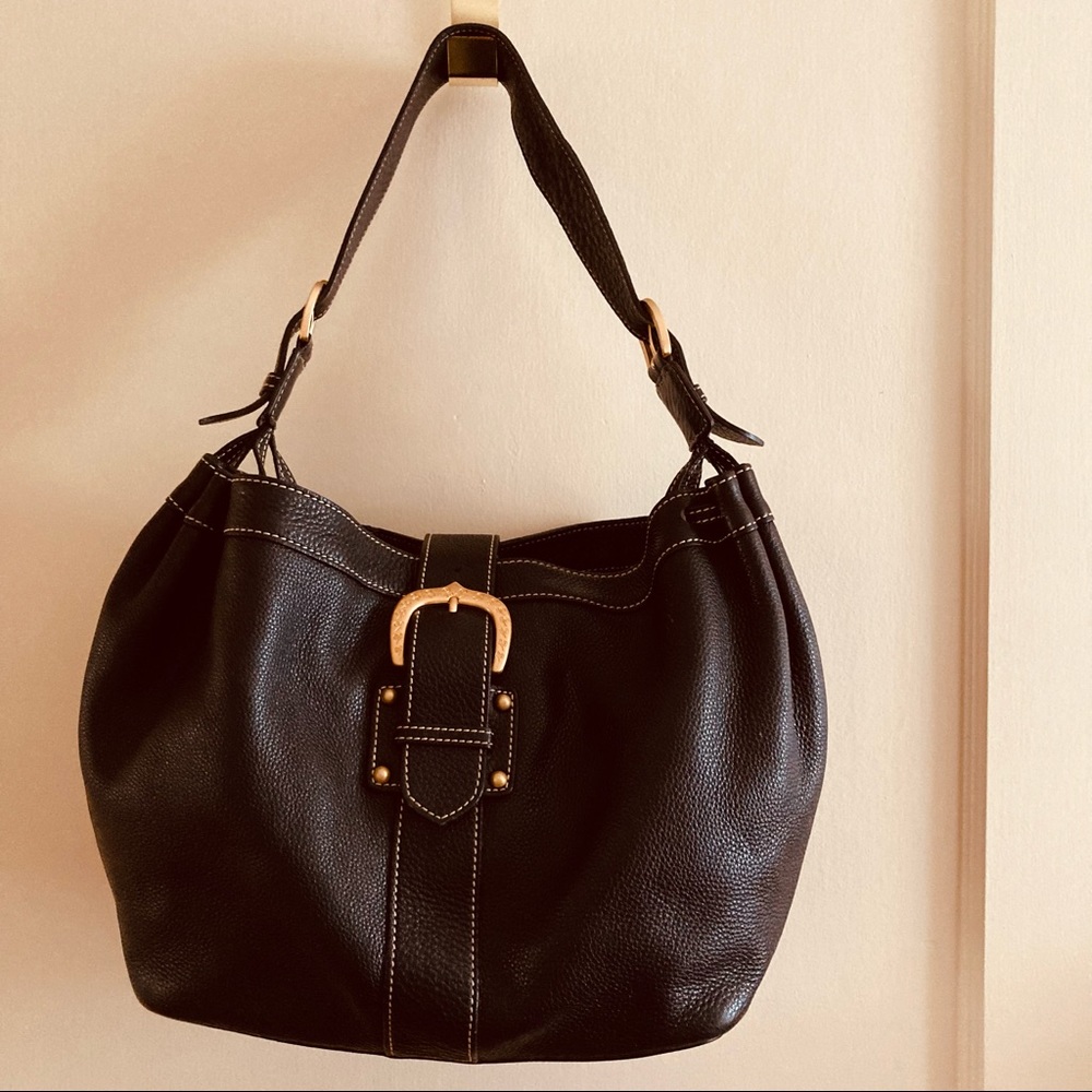 Authentic Dooney & Bourke Black Pebble Leather Shoulder Satchel